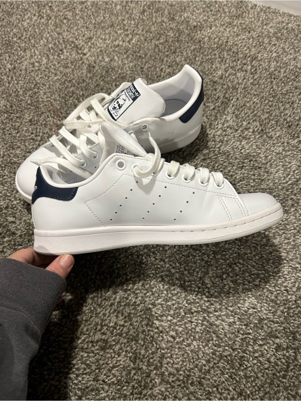 adidas White Sneakers with Navy Heel Tab - Women's Stan Smith collab - Picture 4 of 9